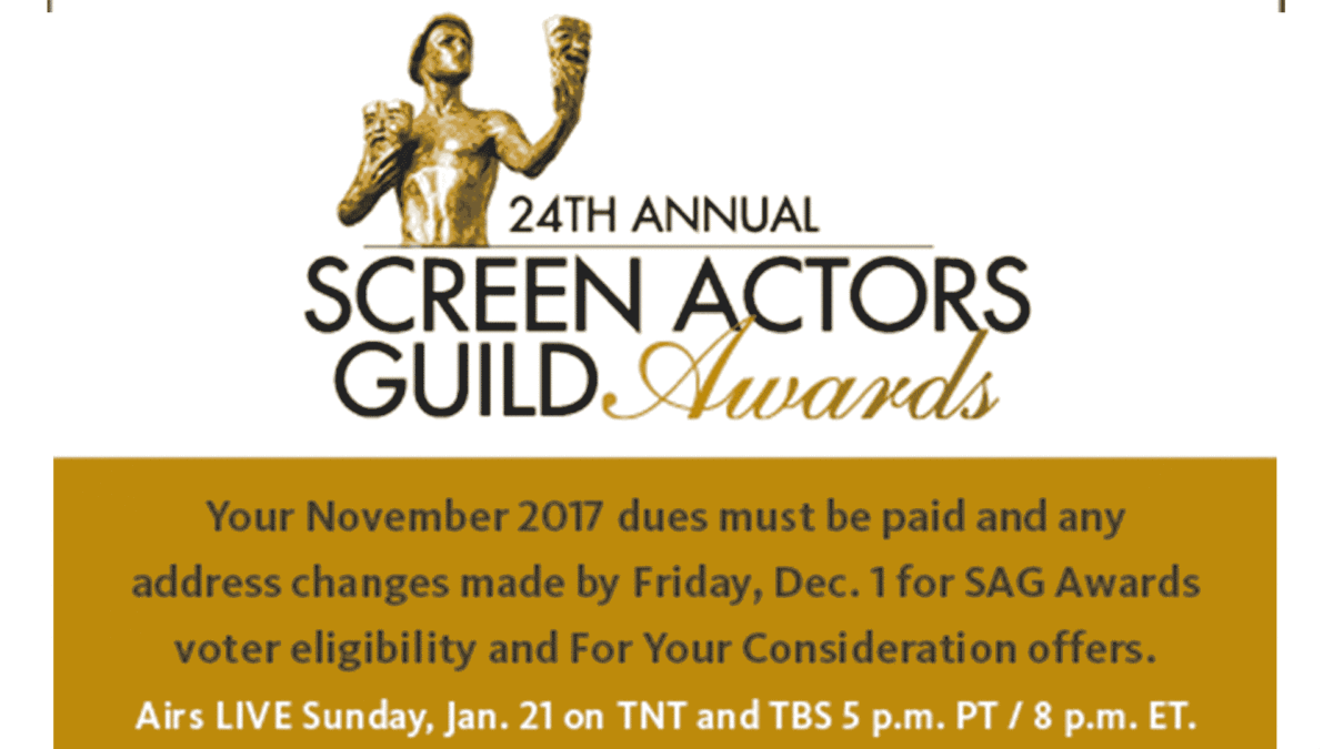 If you want SAG Awards Screeners, pay your dues NOW!