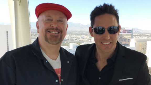 Chris Rogers & Paul Scally Rimini Street Las Vegas Linq High Roller Bad Guy in Red Hat for Rimini Street