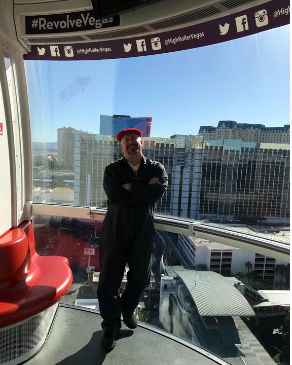 Chris Rogers Rimini Street Las Vegas Linq High Roller Bad Guy in Red Hat for Rimini Street