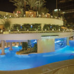 pool and aquarium at night