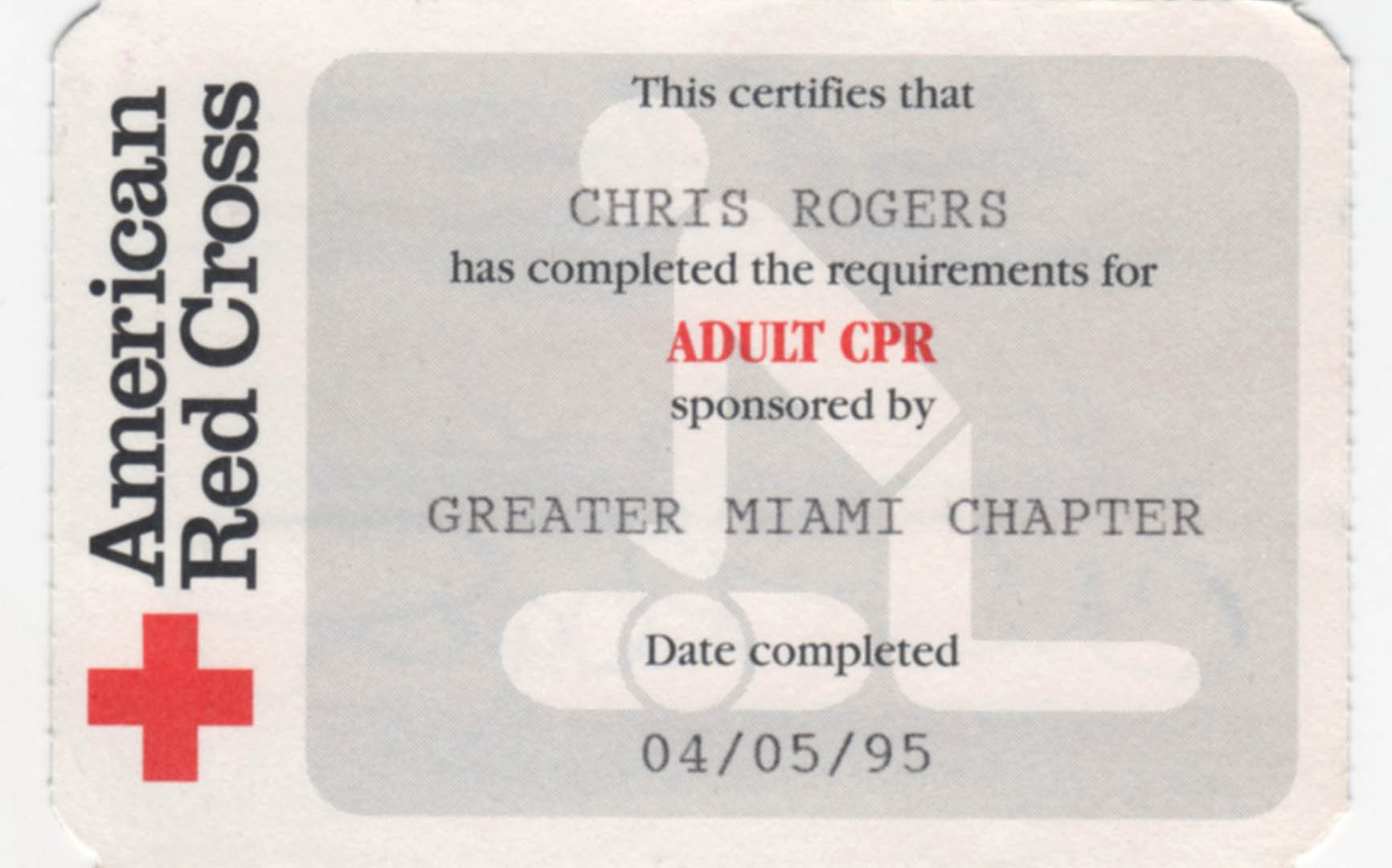 Adult CPR card from American Red Cross