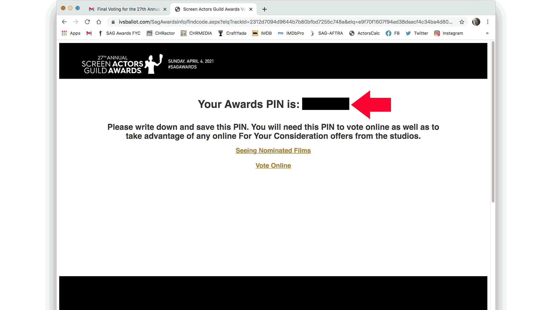 Your SAG Awards PIN