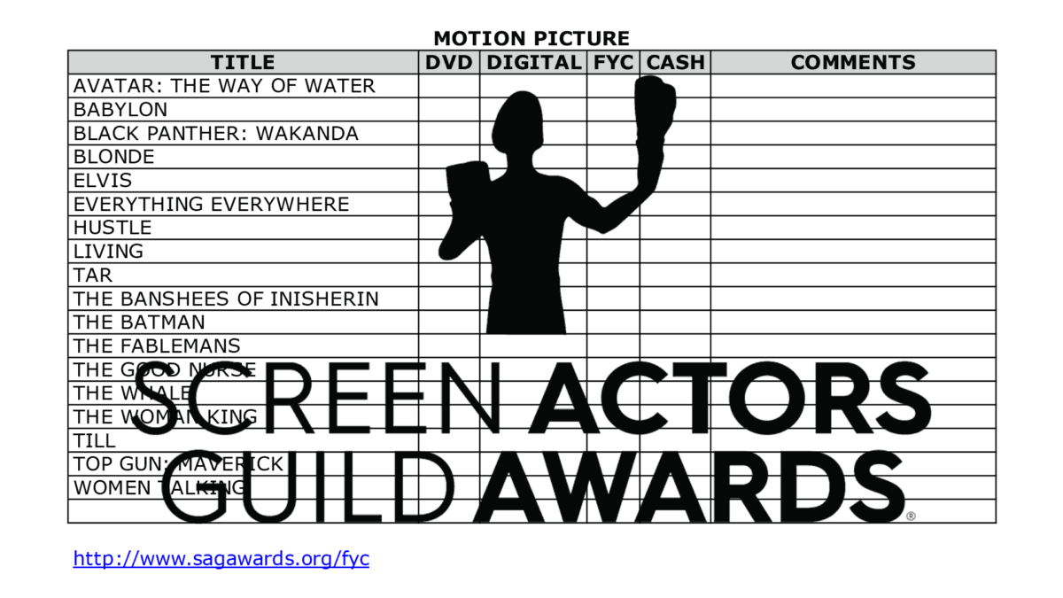 2023 SAG Awards FYC Screener Grid